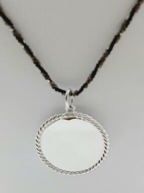 NEW 18 inch oxidized and bright sterling silver pendant necklace
